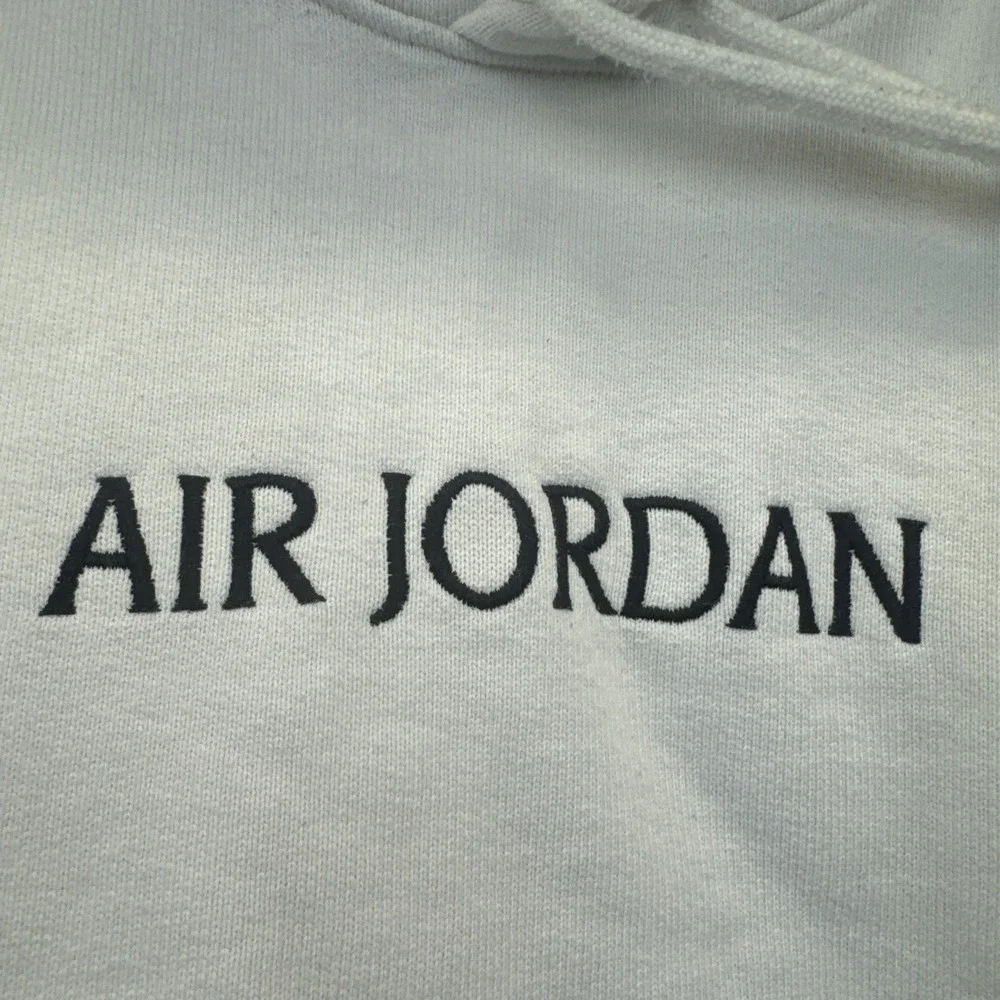 Air Jordan Wordmark‎ Men's Heavy Fleece Hoodie White  Sz L Streetwear